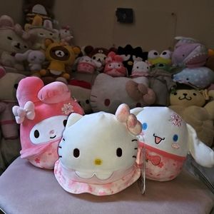Sanrio Cherry Blossom Squishmallows Set - Hello Kitty, Cinnamoroll, My Melody